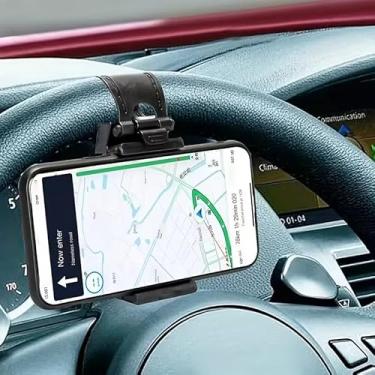 Imagem de Suporte universal de telefone para carro, volante ajustável para carro, suporte universal para celular, suporte de clipe de bicicleta, fácil de usar