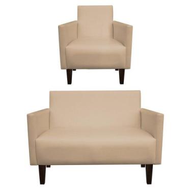 Imagem de Kit Namoradeira 2 Lugares e 01 Poltrona Compacta Jade material sintéti