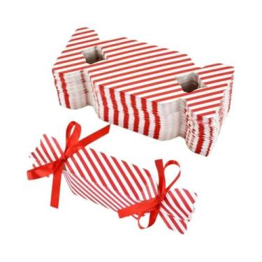 Imagem de Caixa De Doces Com Listras Vermelhas, Embalagem De Biscoitos De Chocol