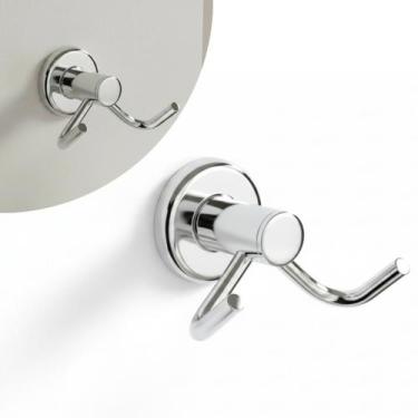 Imagem de Cabide P/ Banheiro Duplo Veneza Aço e Alumínio Gancho Duplo Fixação Du