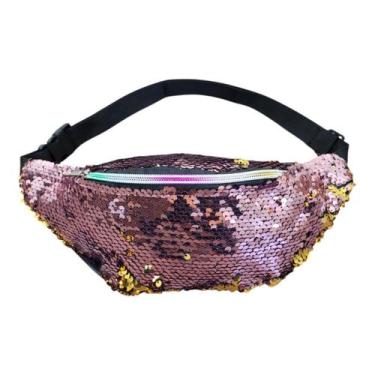 Imagem de Pochete Feminina Brilho Festa Show Paetê Mágico Zíper Colorido - Lika 