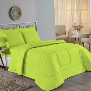 Imagem de Kit Edredom Dupla Face + Jogo De Lençol Queen Nobre 6 Peças Malha 100%