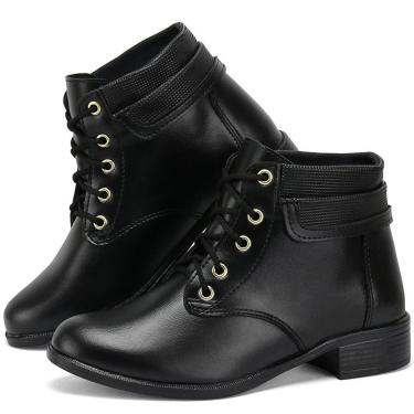 Imagem de Bota Botinha Coturno Feminina Cano Curto Baixo Confortável Genêro:Mulher;Tamanho:38;Cor...