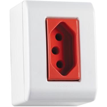 Imagem de Caixa de Sobrepor Lizflex com 1 Tomada 2p+t de 20 Ampères E 250 Volts Vermelha E Branca 57304019
