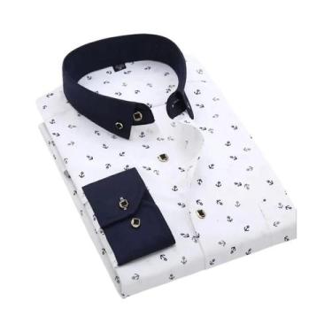 Imagem de Camisa Masculina Slim Fit Estampada De Manga Longa Primavera Verão Sem
