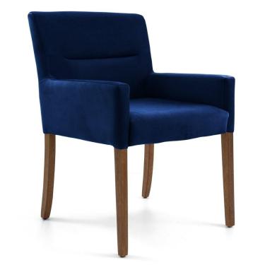 Imagem de Poltrona Base Madeira Angel B304 Veludo Azul Marinho Domi