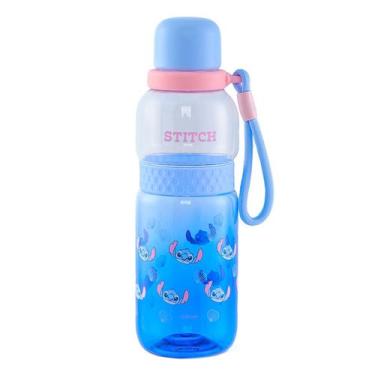 Imagem de Garrafa Stitch Azul Infantil Antivazamento Passeio Escola Disney 720ml