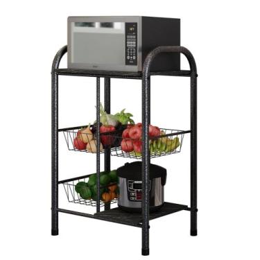 Imagem de Fruteira Tamara com Cestos Metálicos e Prateleiras em Pedra - ARDOSIA 