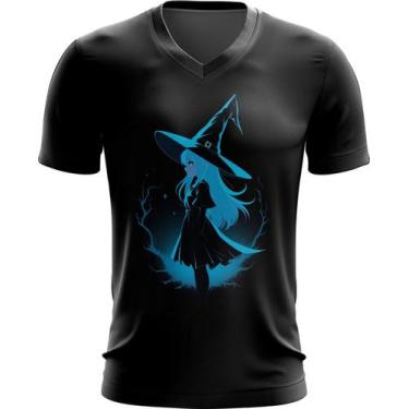 Imagem de Camiseta Gola V Bruxa Halloween Azul Festa 2 - Kasubeck Store®, XG