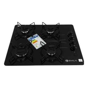 Imagem de Cooktop Braslar Pop Gás 4 Bocas Mesa Vidro - Cor Preto, Bivolt
