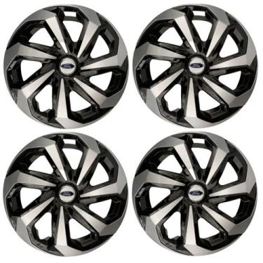 Imagem de Jogo calota 13 spider preta prata ka fiesta escort courier - Garagem O