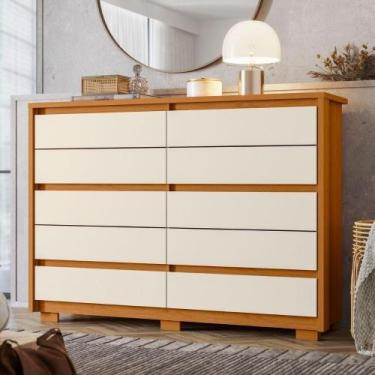 Imagem de Cômoda 10 Gavetas Duetto Albatroz Cinamomo/off White - ALBATROZ MÓVEIS