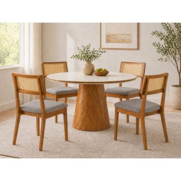 Imagem de Sala de jantar redonda 4 cadeiras maciça Toscana- Imperial