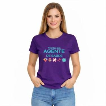 Imagem de Camiseta Feminina Agente de Saúde Slim Básica Manga Curta Moda Casual-Feminino