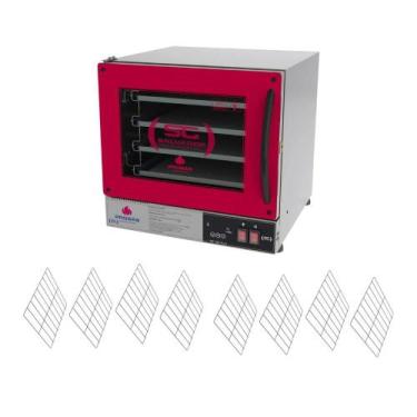 Imagem de Kit Forno Turbo Elétrico Profissional Digital PRP-004 Plus 127V Vermel