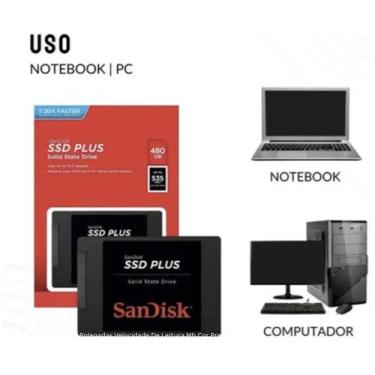 Imagem de Ssd 480gb Sata 3.0 6 Gb Interno Sandisk Plus SDSSDA480GG26 2,5 Polegad