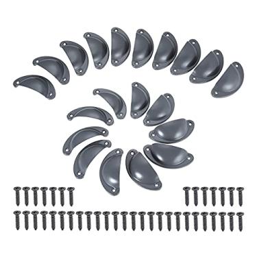Imagem de Forma de concha puxe alças Metal Knob Antique Gaveta De Gabinete De Elegante Retro Decor Cozinha Cinza Escuro/Porcelana/Prata W/Parafuso 82 * 35mm YYDFPIIA (Color : Dark gray 20pcs)