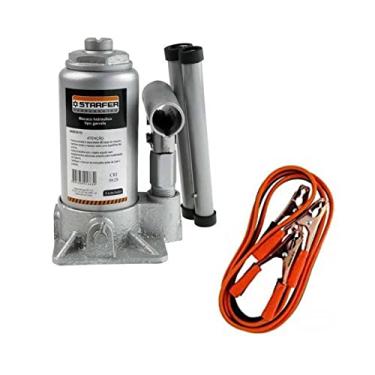 Imagem de Kit Macaco Hidráulico Garrafa 6t Cabo Bateria 100a Starfer