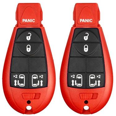 Imagem de 2 chaves vermelhas sem chave com 5 botões de partida remota para carro Fob M3N5WY783X, IYZ-C01C para Dodge Grand Caravan Volkswagen Routan e Town Country