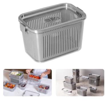 Imagem de Pote Com Trava Slim Hermético Multiuso Com Cesto 1780 ML Cor: Cinza