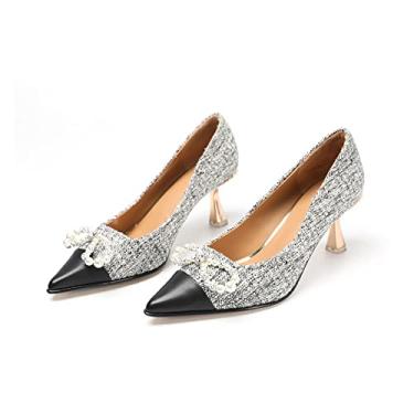 Imagem de Sapato feminino de salto alto pontiagudo stiletto, salto alto pontiagudo, bico fechado, sapatos de festa de casamento