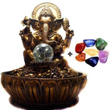 Imagem de Combo Fonte De Água De Ganesha + Kit 7 Pedras Dos Chakras - Mandala De