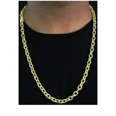 Imagem de Cordão Cadeado 8mm de moeda antiga correnti banhada