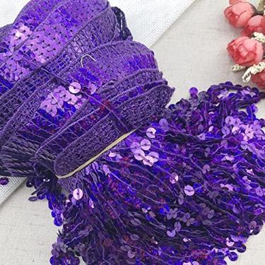 Imagem de 6,5 jardas 30 cm de largura glitter 7 mm lantejoulas borla franja aparar tecido de renda saias de dança de palco latino roupas acessórios diy, c