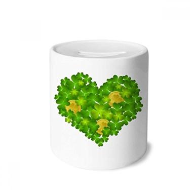 Imagem de DIYthinker Clover Heart Ireland St.Patrick's Day Money Box Saving Banks Ceramic Coin Case Kids Adults