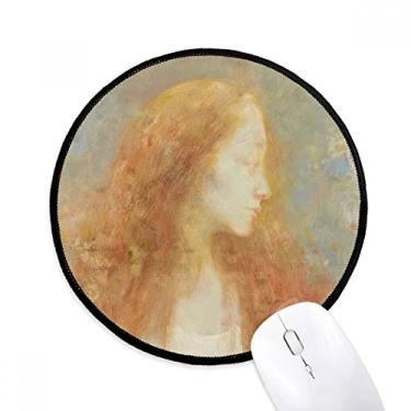 Imagem de Mouse pad para pintura a óleo XJJ Long Hair Beauty Tapete redondo Apoio Mouse para escritório