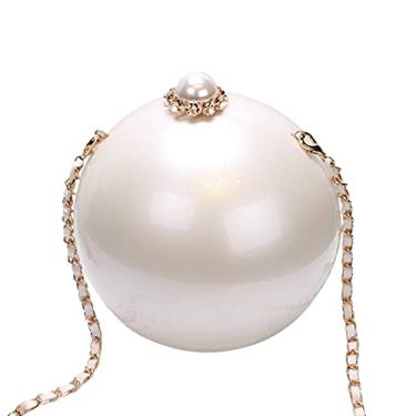 Imagem de Bolsa de mão feminina redonda para jantar de casamento celebridades, bolsa de ombro branca, bolsa de ombro
