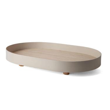 Imagem de Bandeja Decorativa Oval em Madeira e Metal Branca 50cm 16892 Mart