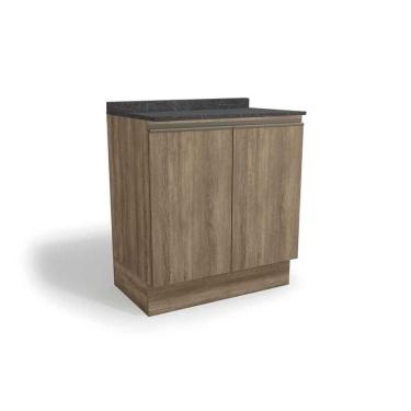 Imagem de Gabinete de Cozinha Modulado Balcão Maxxi G744 2 Portas c/Tampo 80cm Nogal/Cinzel - Kappesberg