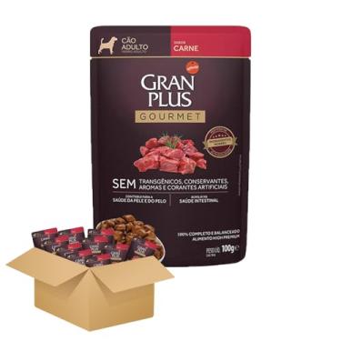 Imagem de KIT 10 Ração Úmida Gran Plus Gourmet Cães Adultos Carne 100g