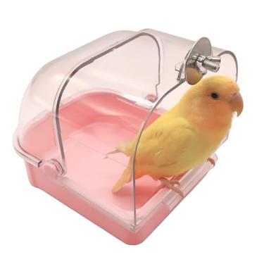 Imagem de Gaiola de banho para pássaros, suprimentos para animais de estimação, calopsita, banheira transparente com gaveta inferior para papagaios, periquitos espaçosos, chuveiro portátil para a maioria das