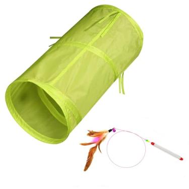Imagem de iCAGY Túnel para gatos interativos em ambientes internos, brinquedos de túnel de coelho, túneis de brinquedo para gatos, gatinhos, coelhos, filhotes, enrugados, verde claro, 50,8 cm