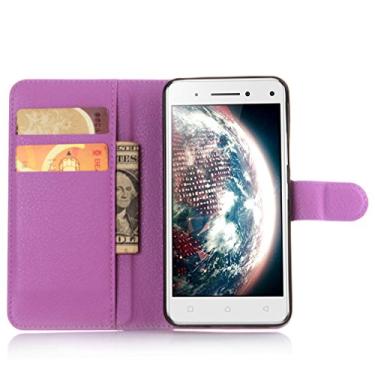Imagem de Capa carteira Lenovo VIBE S1, capa carteira flip de couro PU premium com compartimento para cartão, suporte e fecho magnético [capa interior TPU à prova de choque] compatível com Lenovo VIBE S1