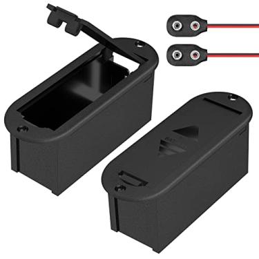Imagem de DAIERTEK Suporte de bateria de 9 V com tampa de conector 9 Vlot suporte de bateria caixa para captador de guitarra baixo - 2 peças