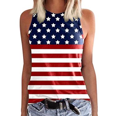 Imagem de Regatas patrióticas, camisetas femininas com bandeira americana, 4 de julho, listras, vermelha, branca, azul, blusa, Vinho, XXG