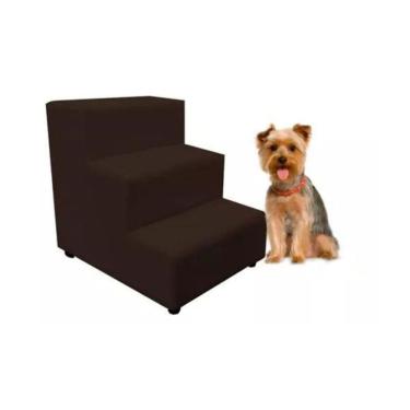 Imagem de Escada Escadinha Pet Cachorro 3 Degraus Rampa Suede Dog