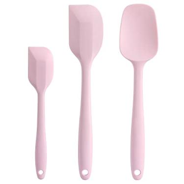 Imagem de Cooptop Conjunto de espátulas de silicone – Espátula de borracha °C resistente ao calor e espátulas (rosa)