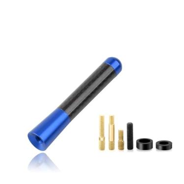 Imagem de Sylvil Antena curta para carro, substituição de antena de rádio de alumínio grosso de 12 cm, kit de antena de fibra de carbono com parafusos, suporte de teto AM/FM mastro de antena de recepção de