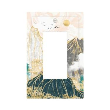 Imagem de Boho Abstraction Sun Mountain Nursery Prints 1 Gang Rocker Light Switch Covers Single Decora Outlet Placa de Parede Decorativa Placa de Comutação Placa Frontal Gfci Para Casa de Banho Quarto Decoração