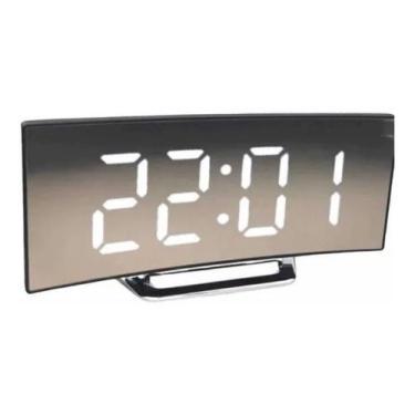 Imagem de Novo Relógio Digital Curvado Espelho Mesa Alarme Sono Casa  - New