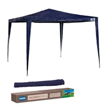 Imagem de Tenda Praia Gazebo 3x3m Rafia Com Bolsa De Transporte Mor, Azul, 3x3m