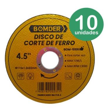 Imagem de Disco De Corte 4,5 " 115 mm Cortes Finos Ferro Barras Chapas Reforçado