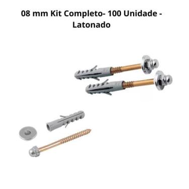 Imagem de Parafuso Vaso Sanitário 8 Mm Kit Completo 100 Un Latonado - Modelar