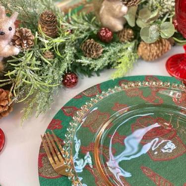 Imagem de Capas Para Sousplat de Natal Lurex Estampada - Millenia, 139 Contorno 