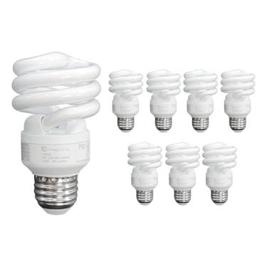 Imagem de Lâmpada fluorescente compacta T2 espiral CFL, luz do dia 5000k, 13W (equivalente a 60 watts), 900 lúmens, base média E26, 120V, listado pela UL (pacote com 8)
