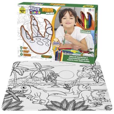 Imagem de Brinquedo Educativo Tapete Dinossauro De Colorir E Pintar Com Canetinh
